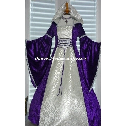 Pagan Medieval Handfasting Wedding Dress Purple Silver